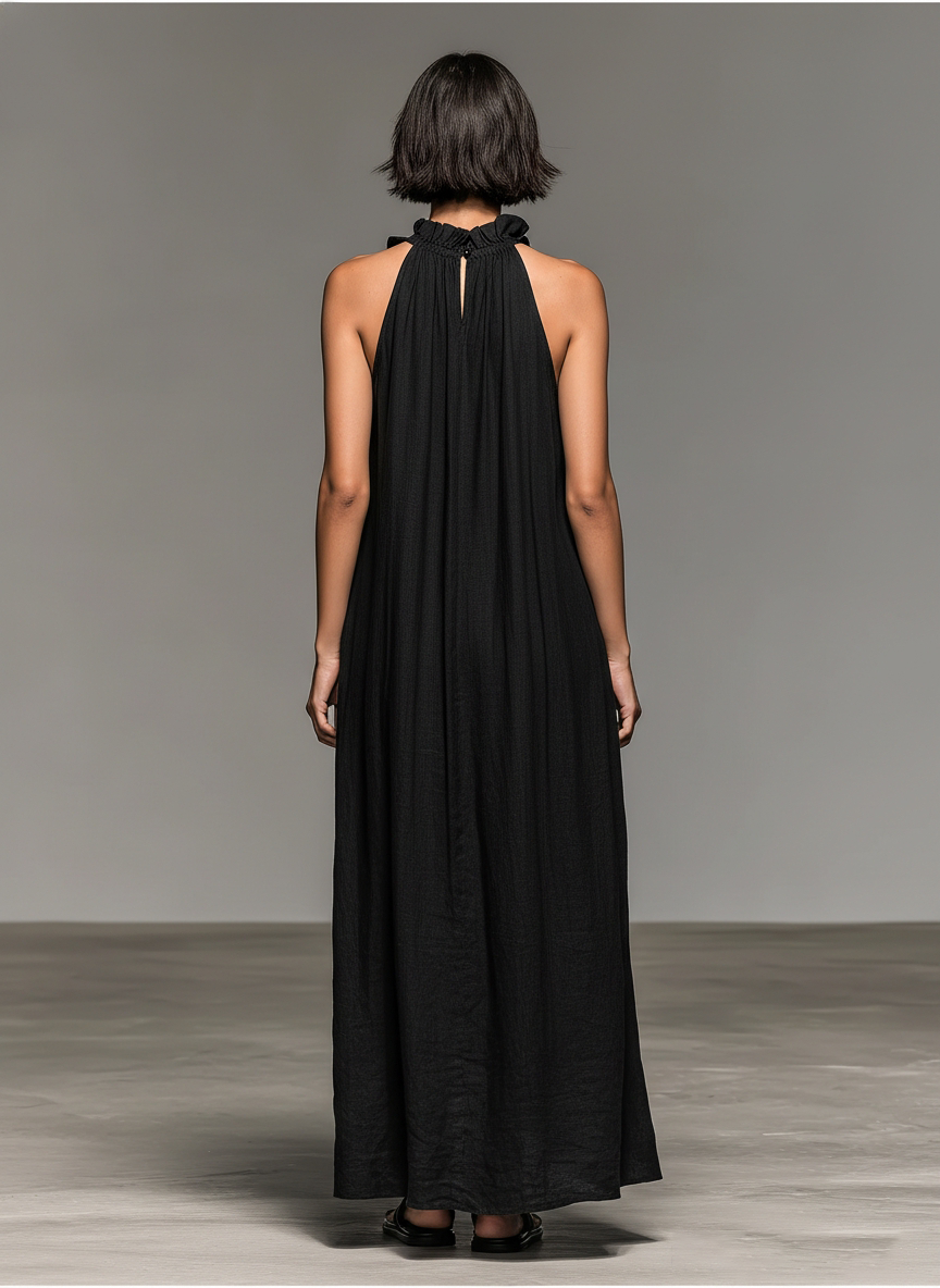 Portofino Maxi Dress — black, back view