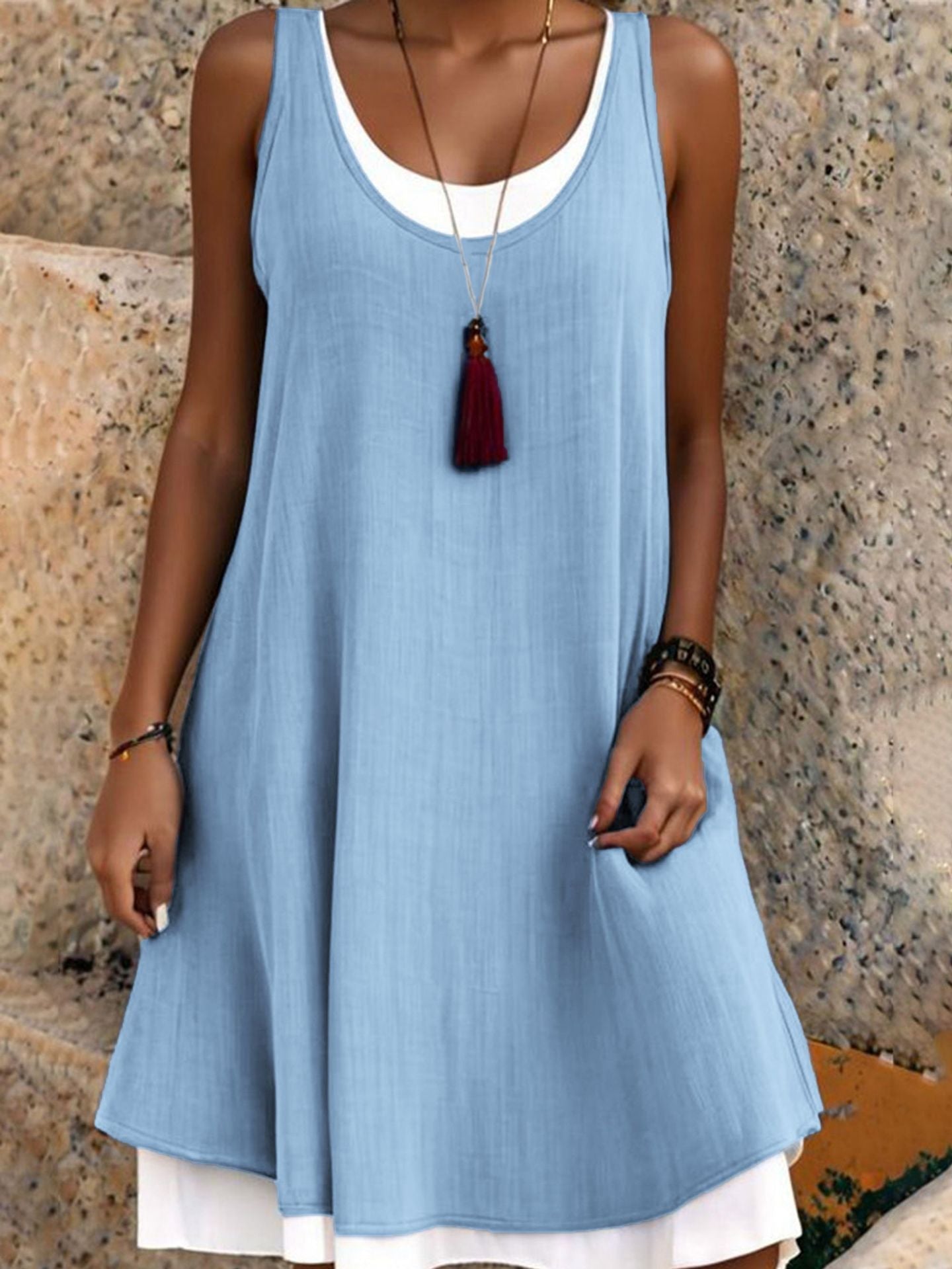 Marnie Layered Sundress - light blue front