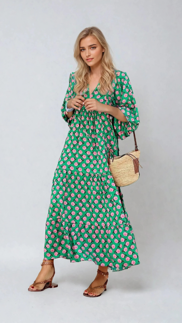 Sophia - Bohemian Print Maxi Dress