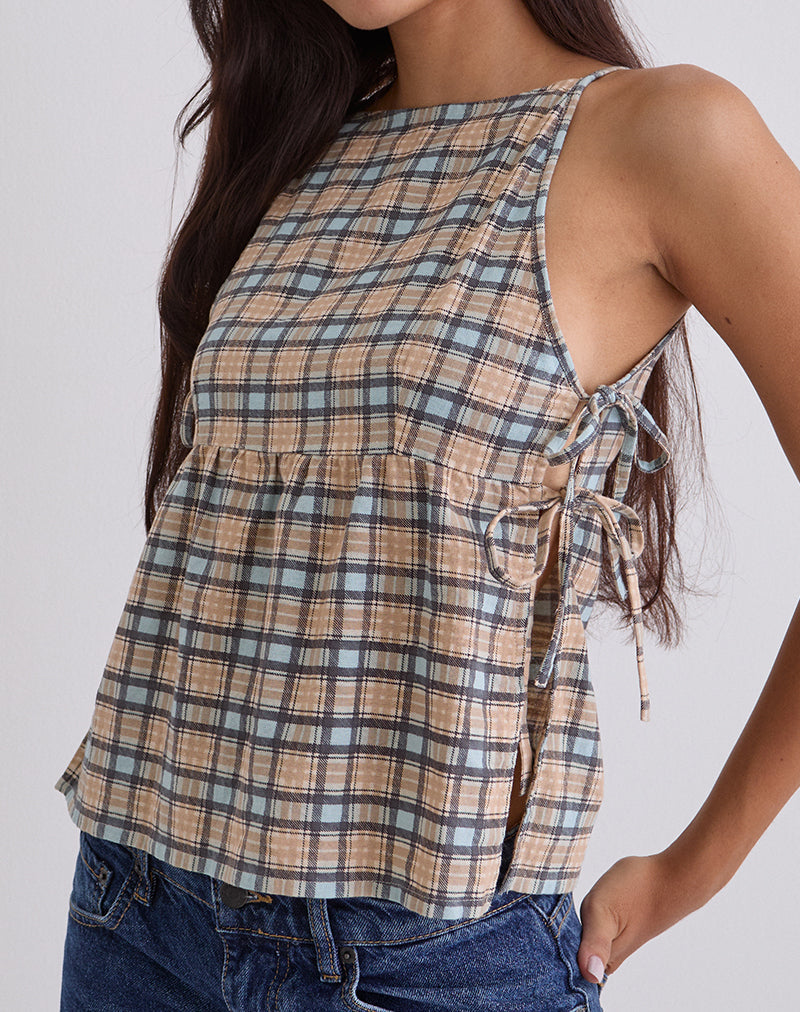 Blair - Powder Blue Plaid Relaxed Tank Top