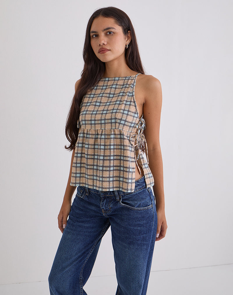 Blair - Powder Blue Plaid Relaxed Tank Top
