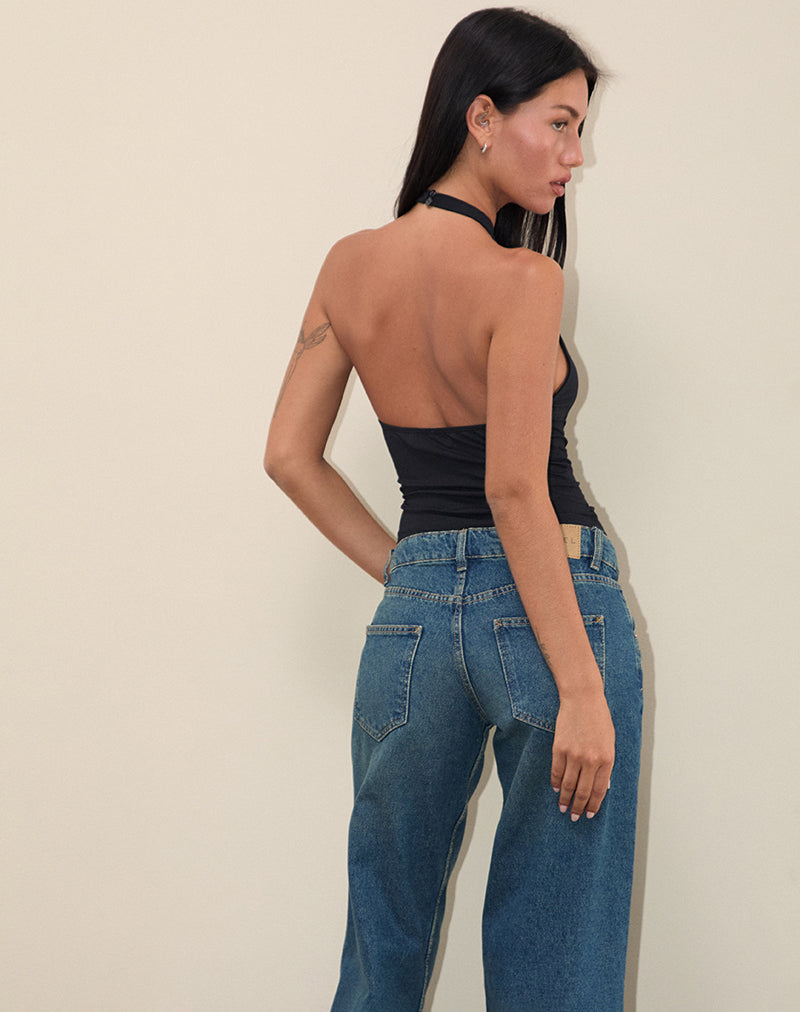 Simone - Black Jersey Halter Top