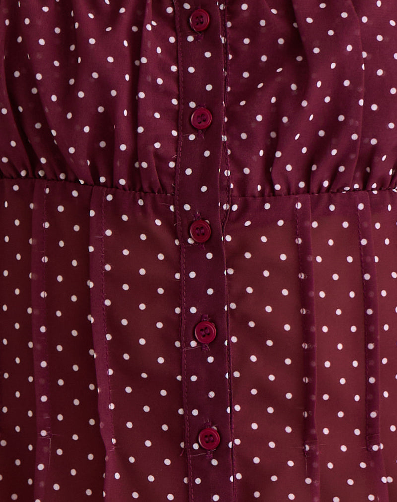 Sabrina - Burgundy Dotted Chiffon Blouse