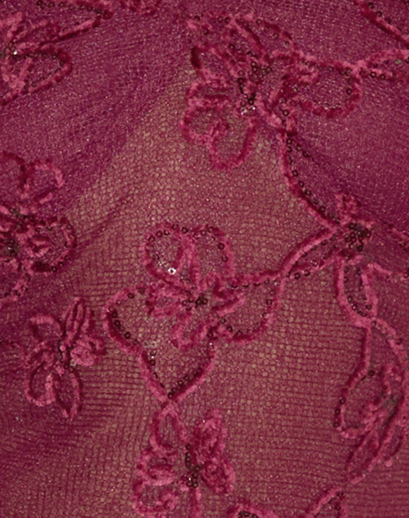 Giselle - Burgundy Sequin Knit Halter Top