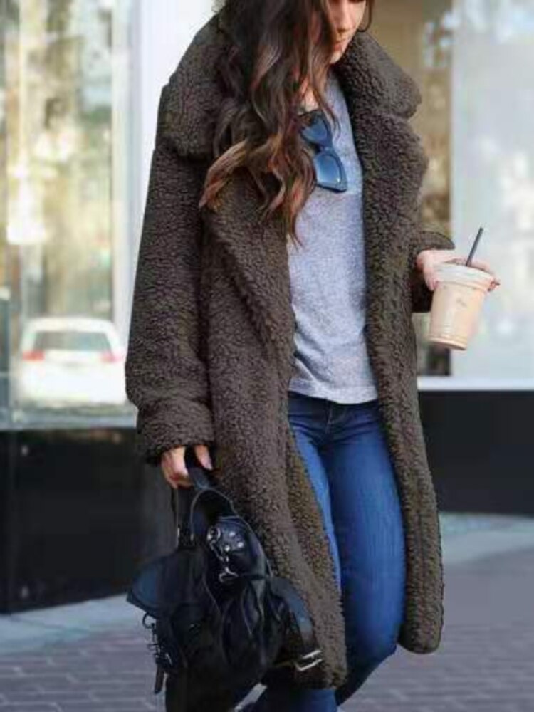 Cyril - Women's Long Fleece Teddy Coat