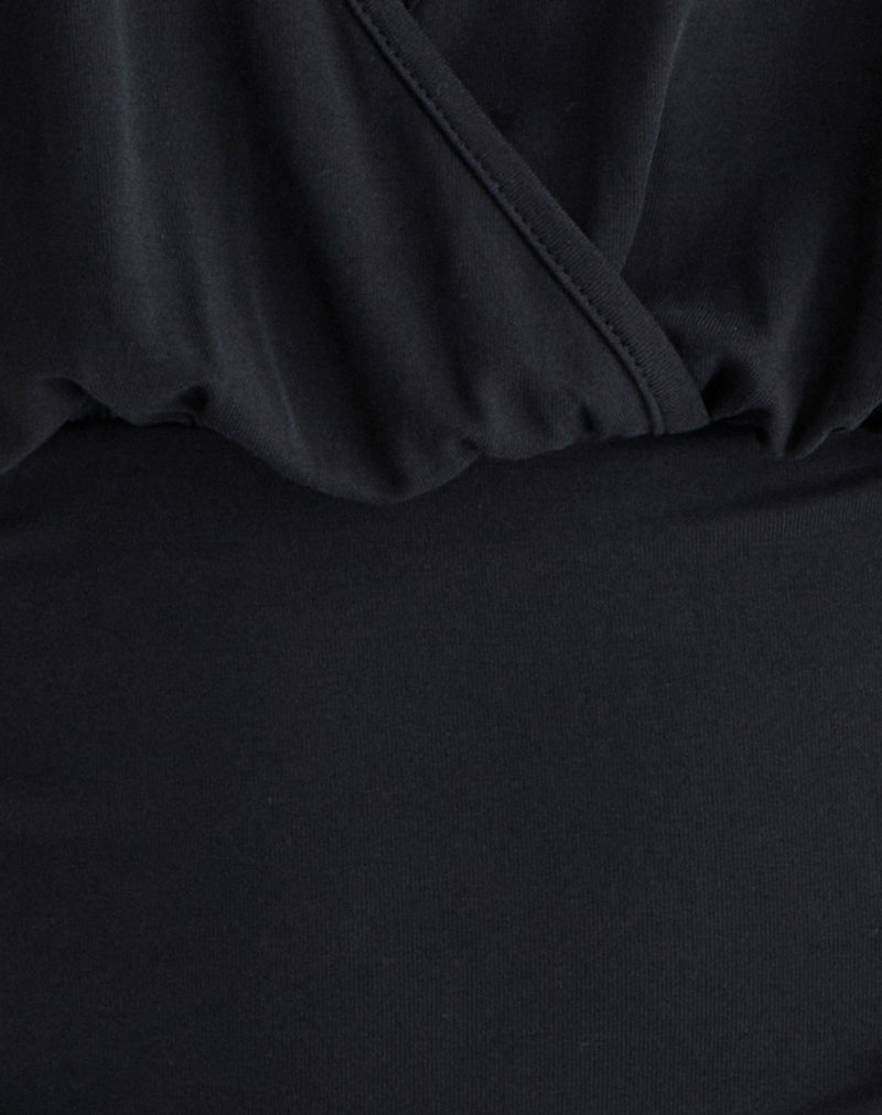 Camille - Black Satin Halter Top