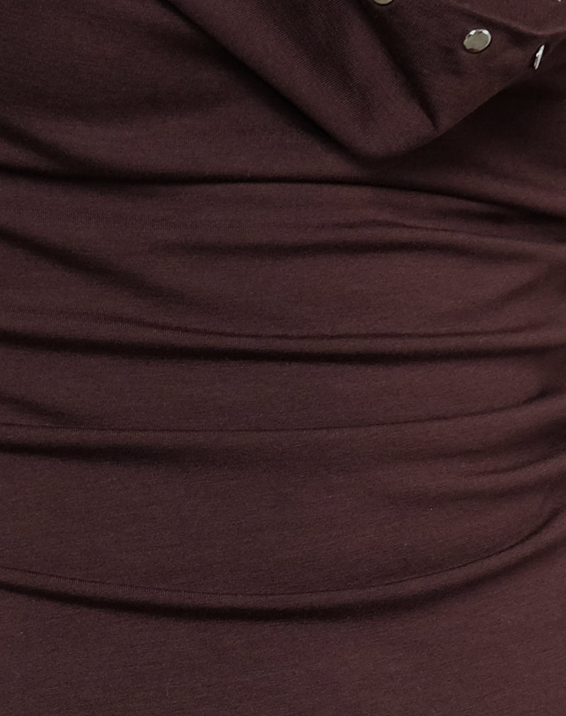 Zaria - Dark Chocolate Jersey Studded Top