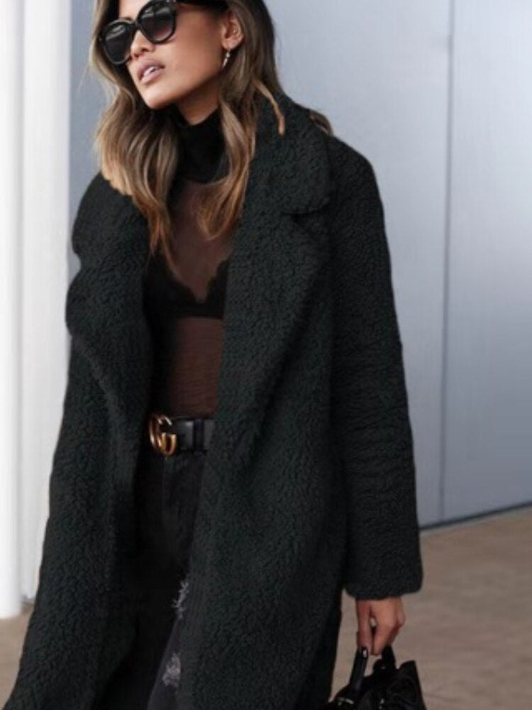Cyril - Women's Long Fleece Teddy Coat