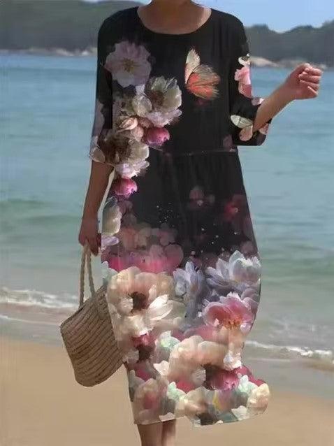 Amara - Elegant Floral Dress with Tummy Control