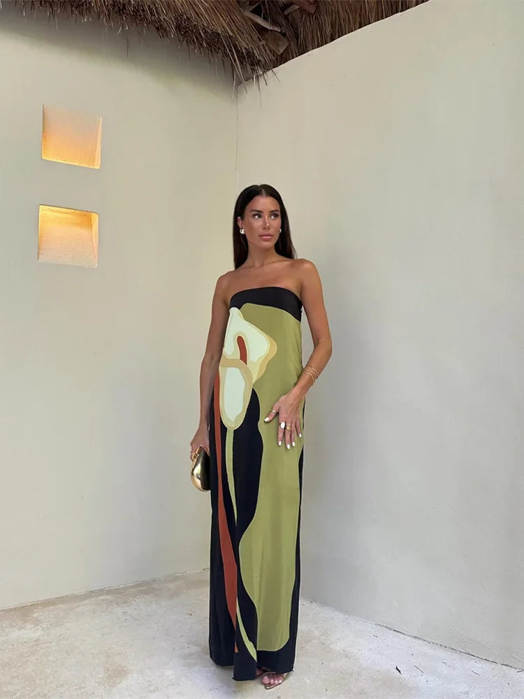 Savannah - Maxi Dress – green print – lifestyle