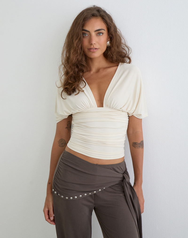 Vienna - Cream Satin Batwing Top