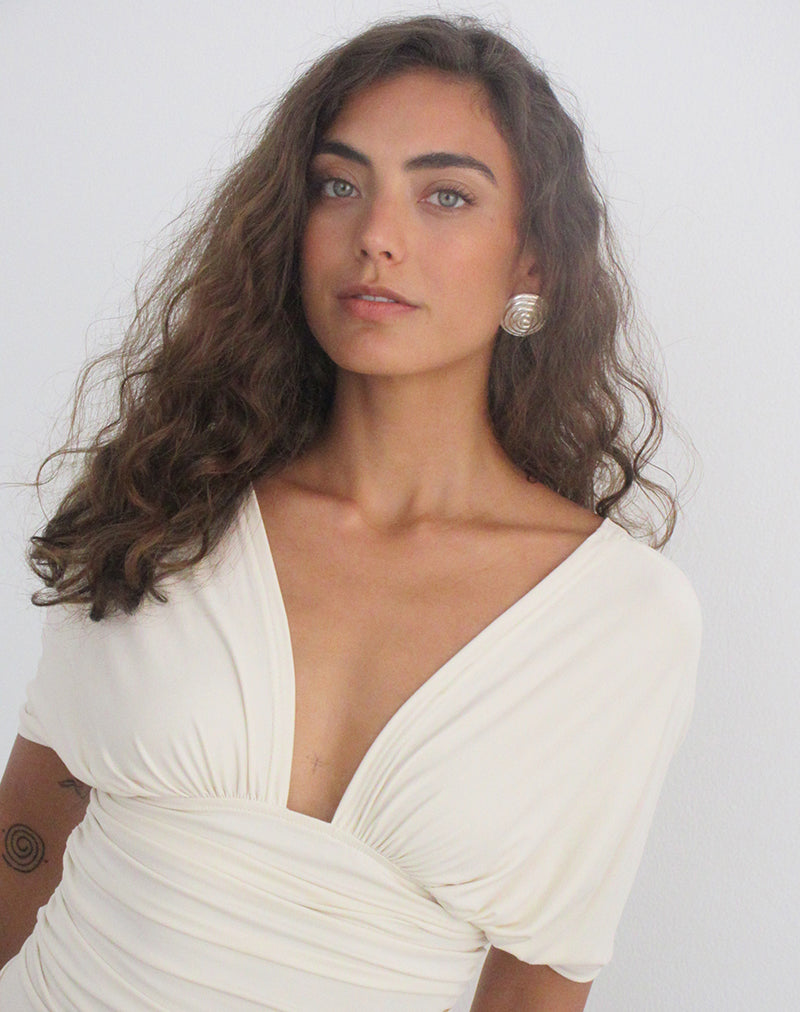 Vienna - Cream Satin Batwing Top