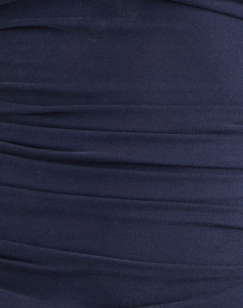 Vienna - Navy Satin Batwing Top