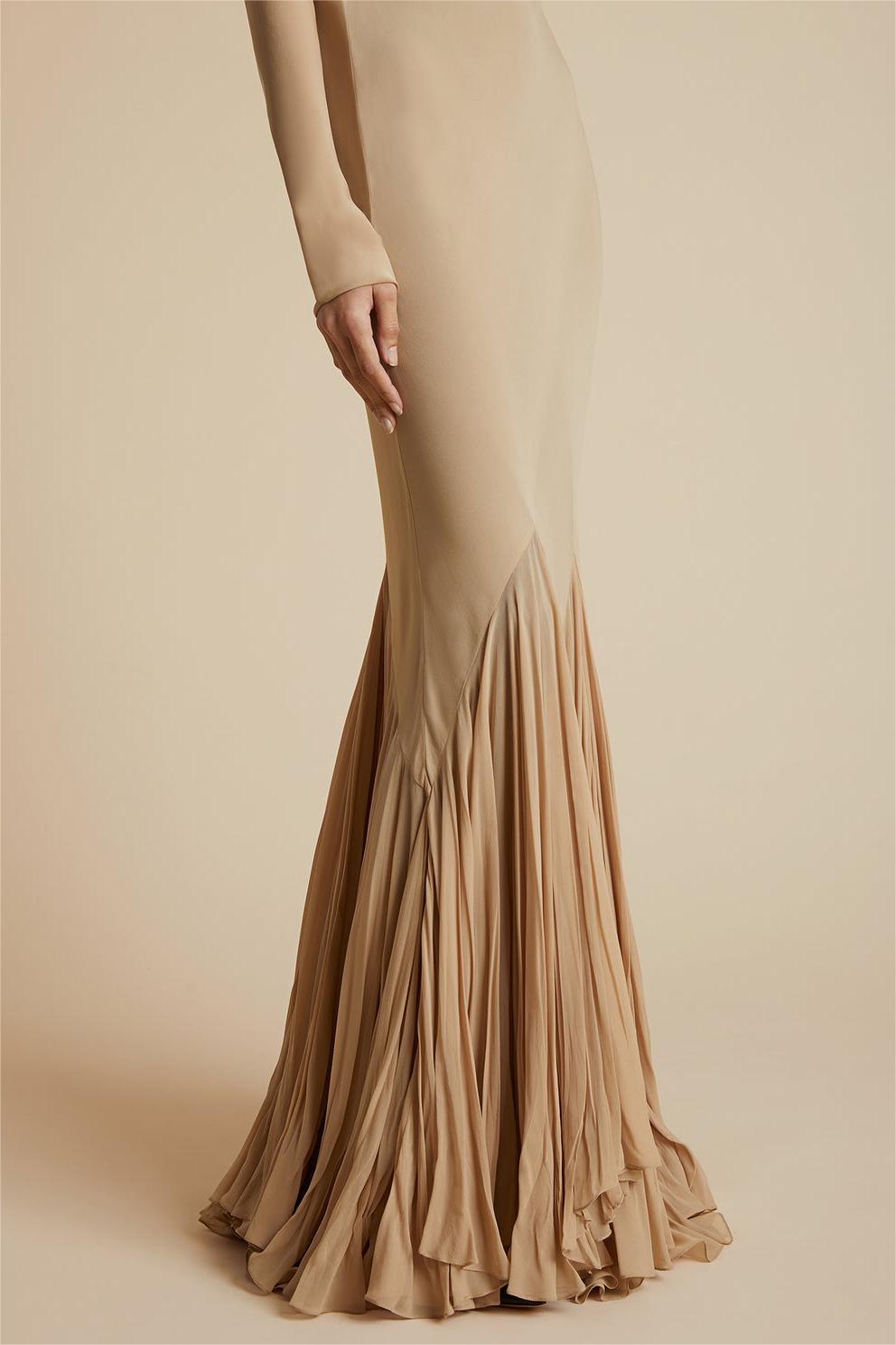 Mathilde Maxi Dress — pleated hem detail