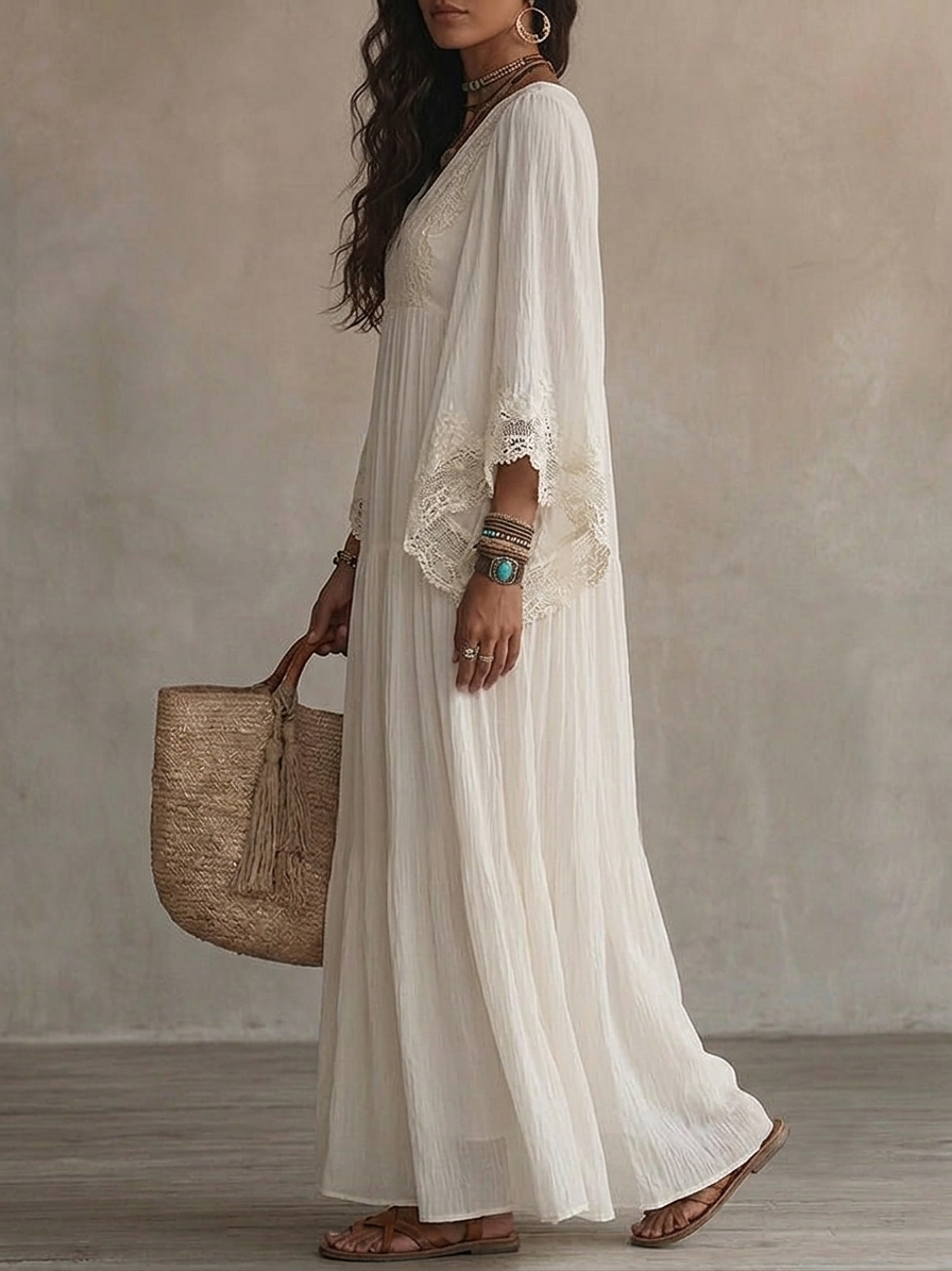 Formentera Maxi Dress — white side