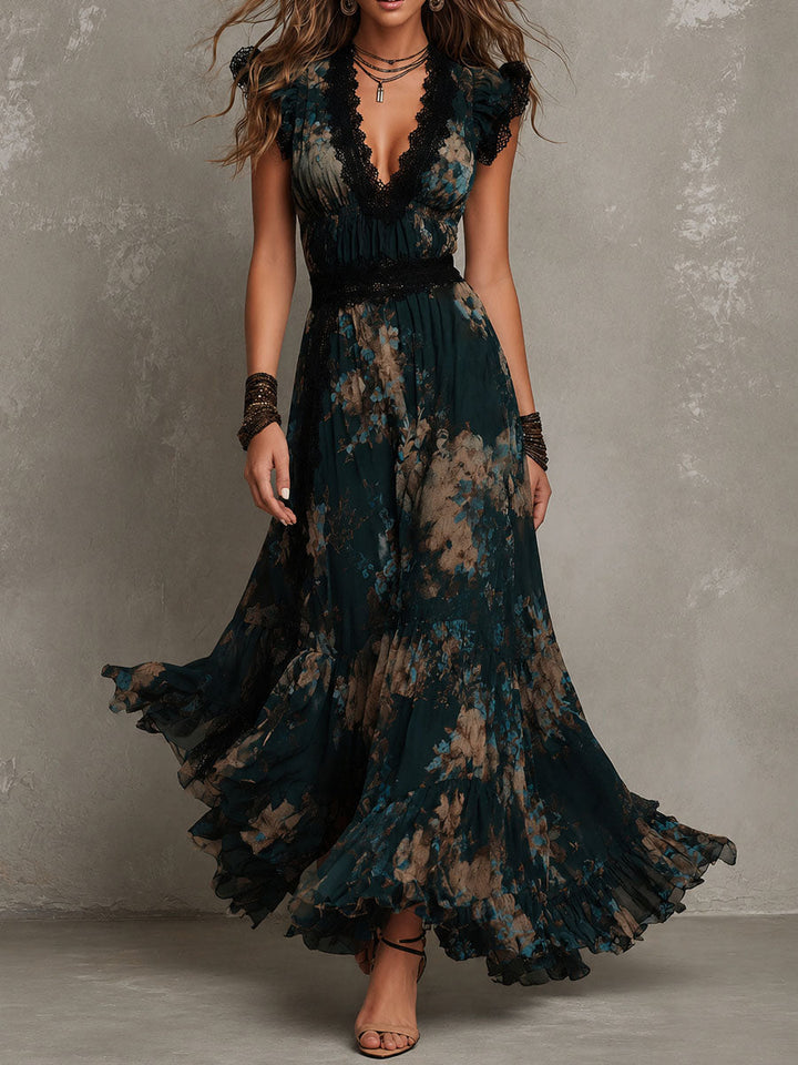 Saskia Lace Trim Tiered Maxi Dress - hero front