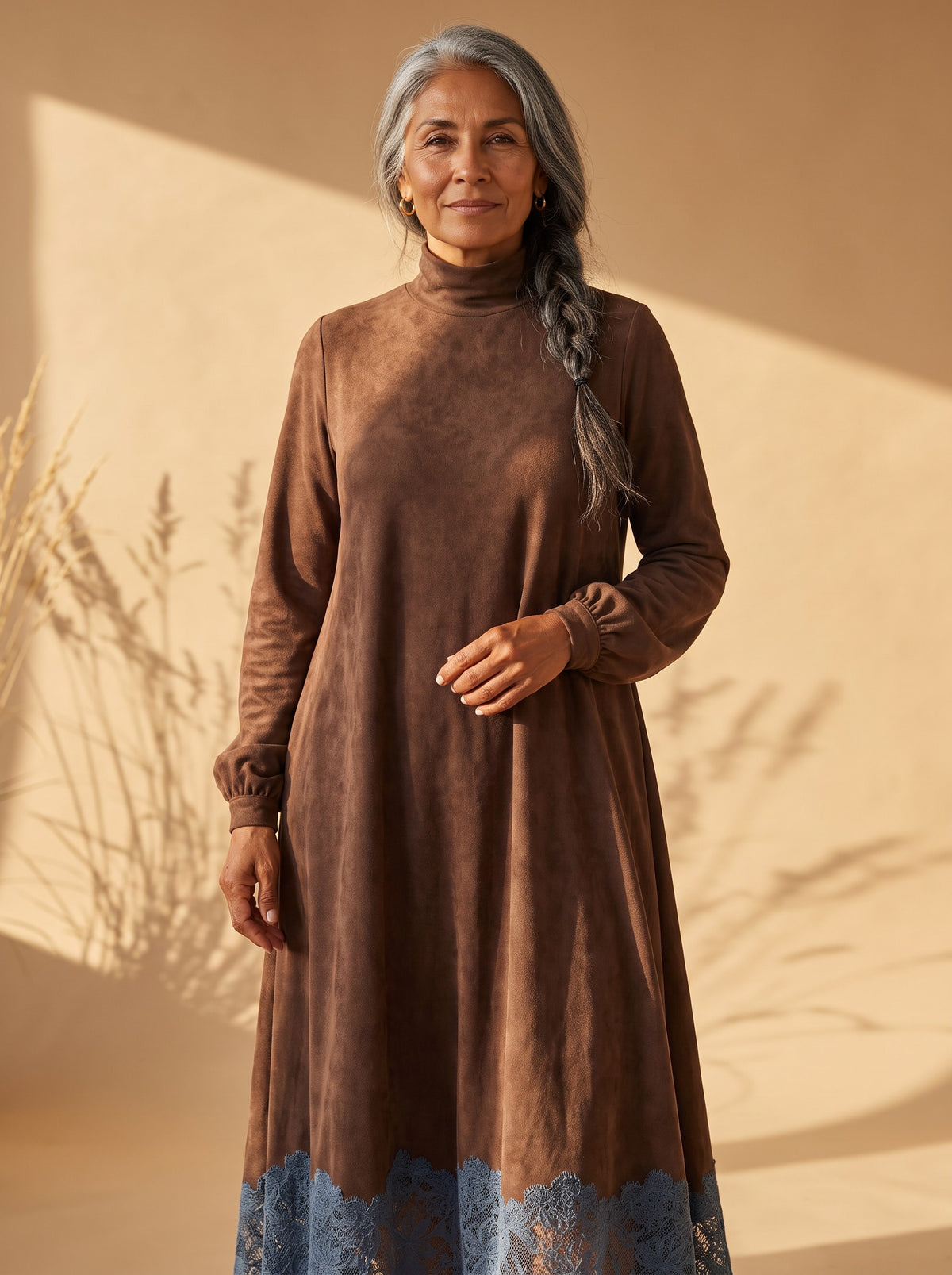 Abilene Maxi Dress in Brown, detail view