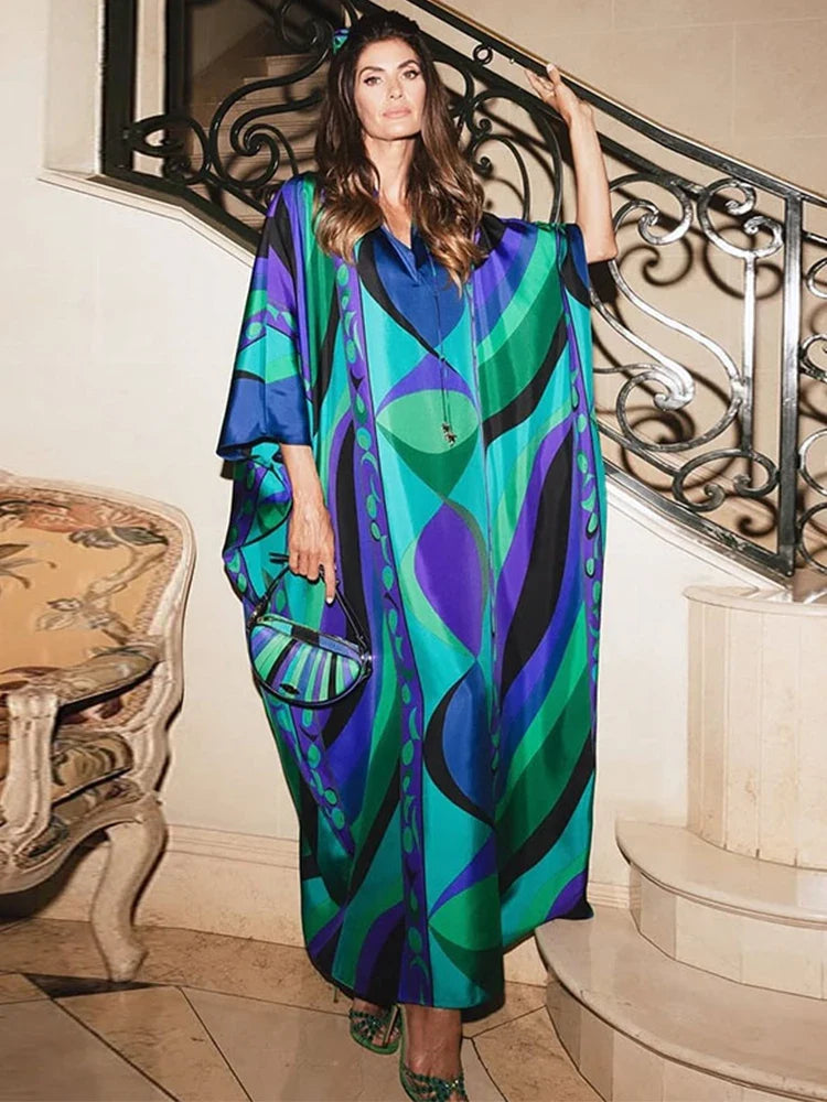 Althea Maxi Dress in Blue Multi, full length