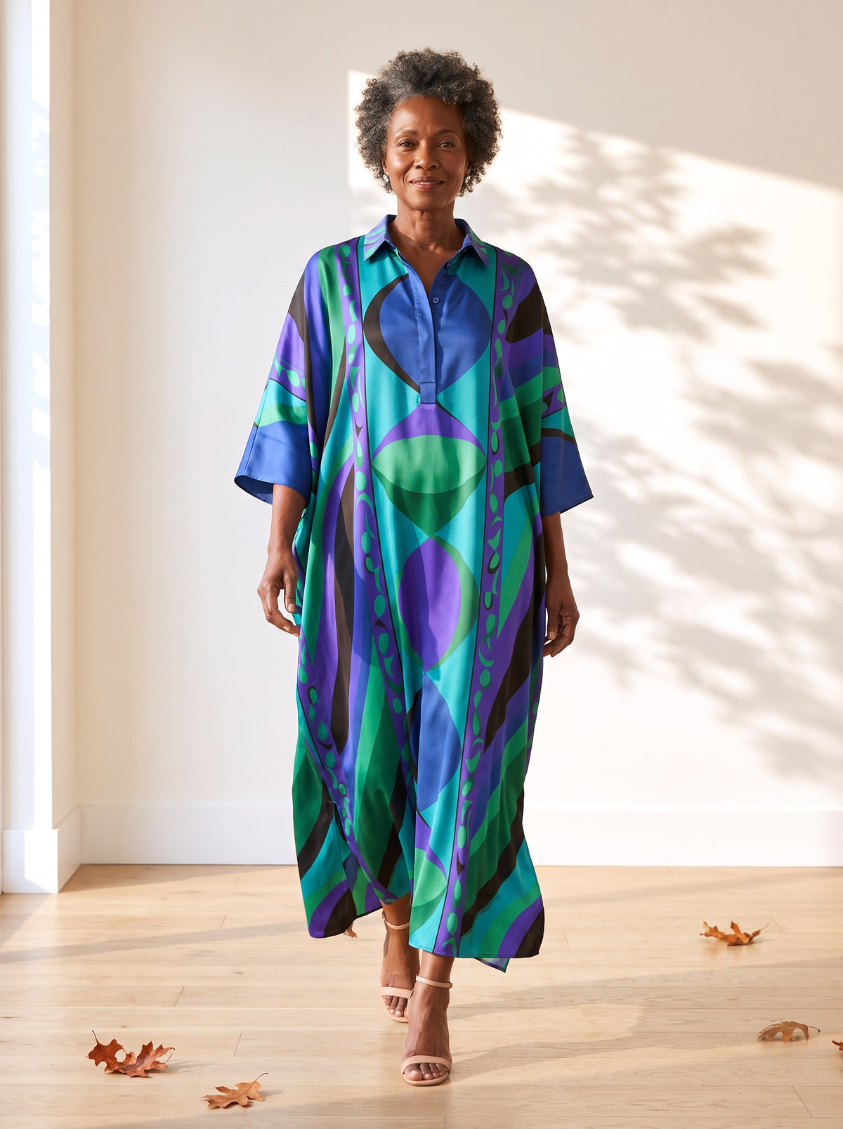 Althea Maxi Dress in Blue Multi, front