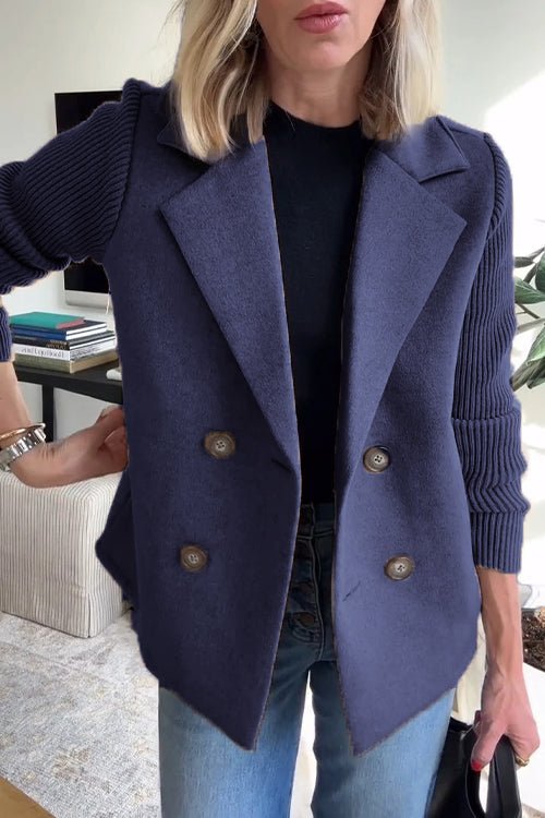 Sadie - Double-Breasted Knit Sleeve Blazer