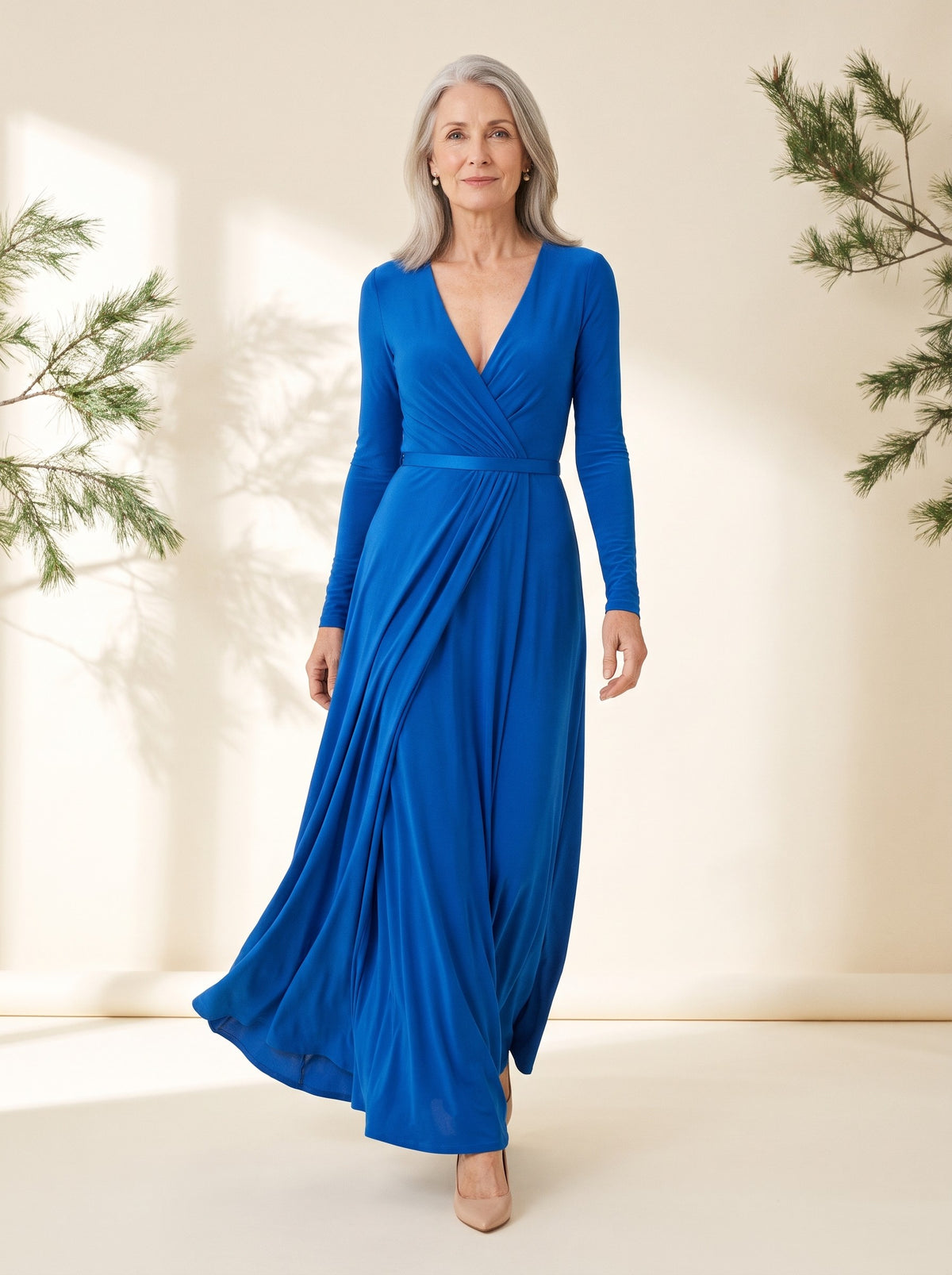 Annora Maxi Dress in Royal Blue, front view