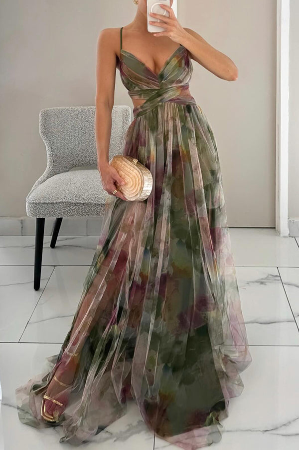 Pippa - Maxi Dress – green watercolor print – lifestyle (5)