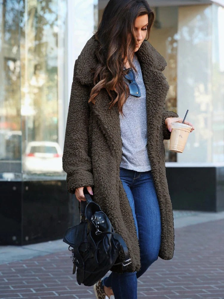 Cyril - Women's Long Fleece Teddy Coat