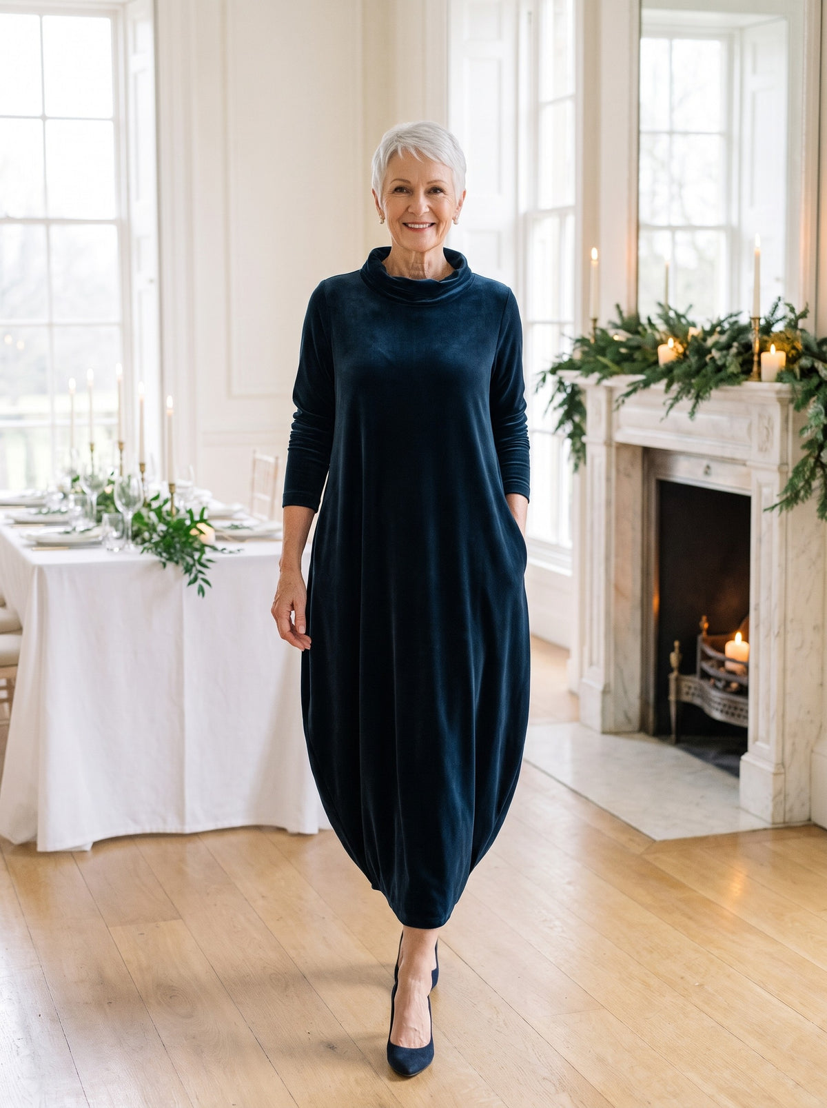 Bernice Maxi Dress in Navy, front view