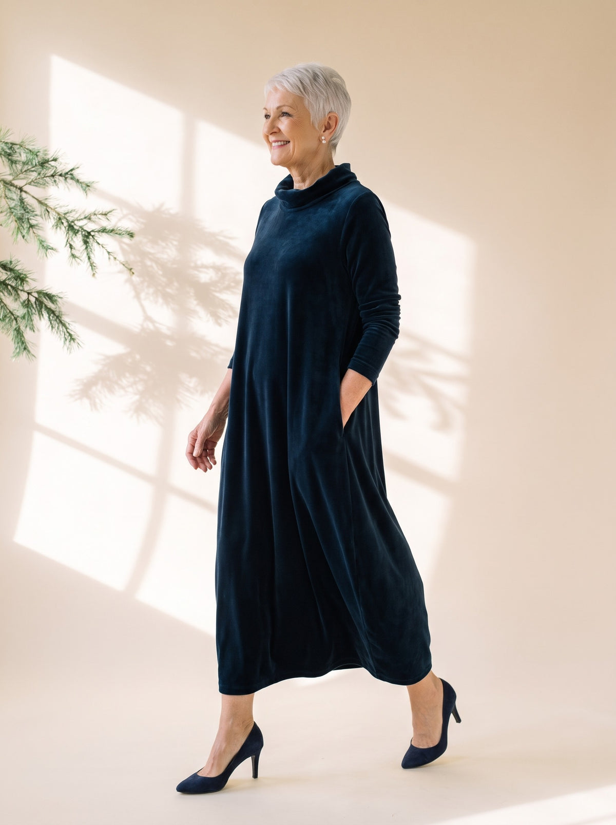 Bernice Maxi Dress in Navy, side view