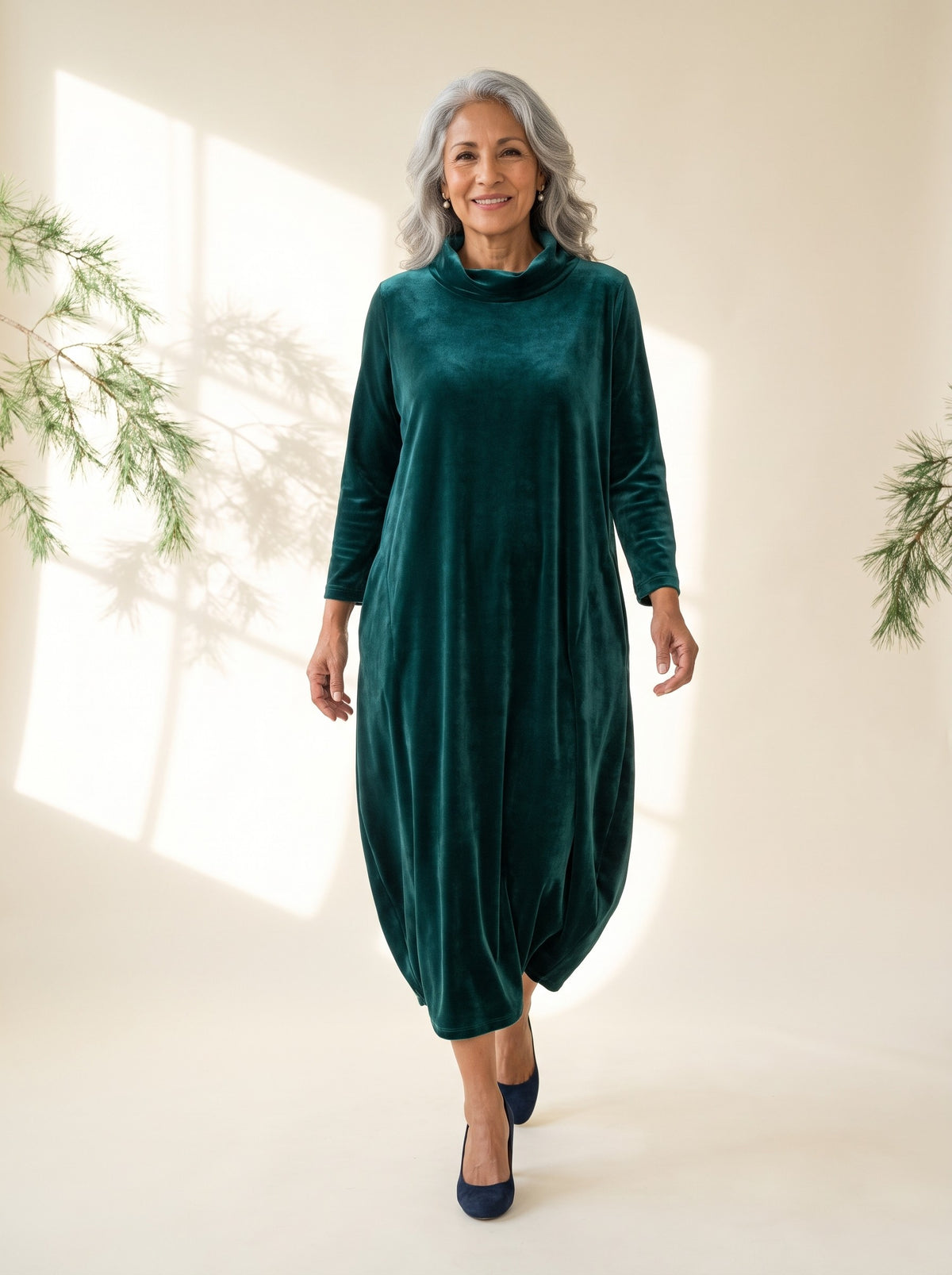 Bernice Maxi Dress in Dark Green, front view