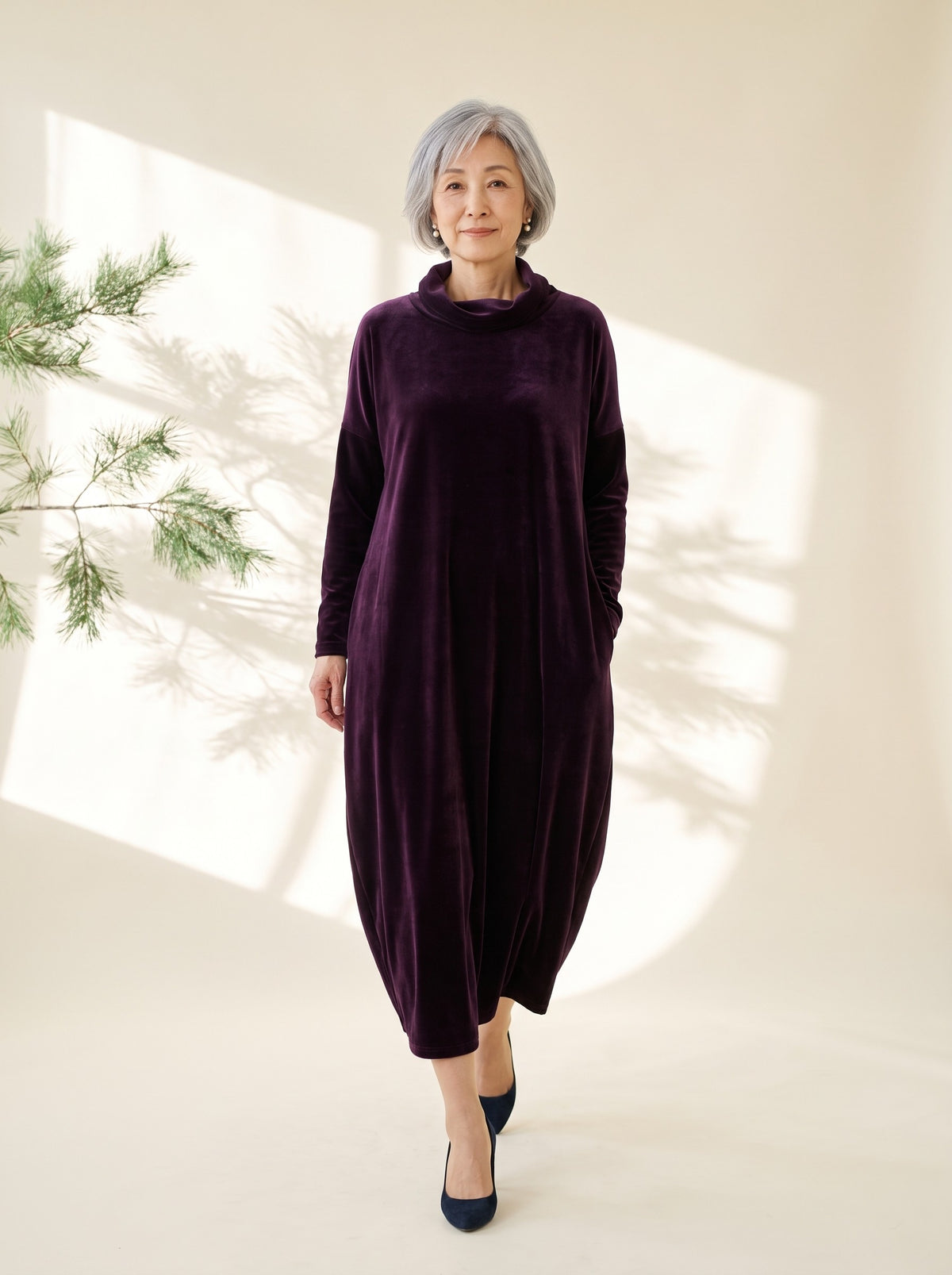 Bernice Maxi Dress in Plum, front view