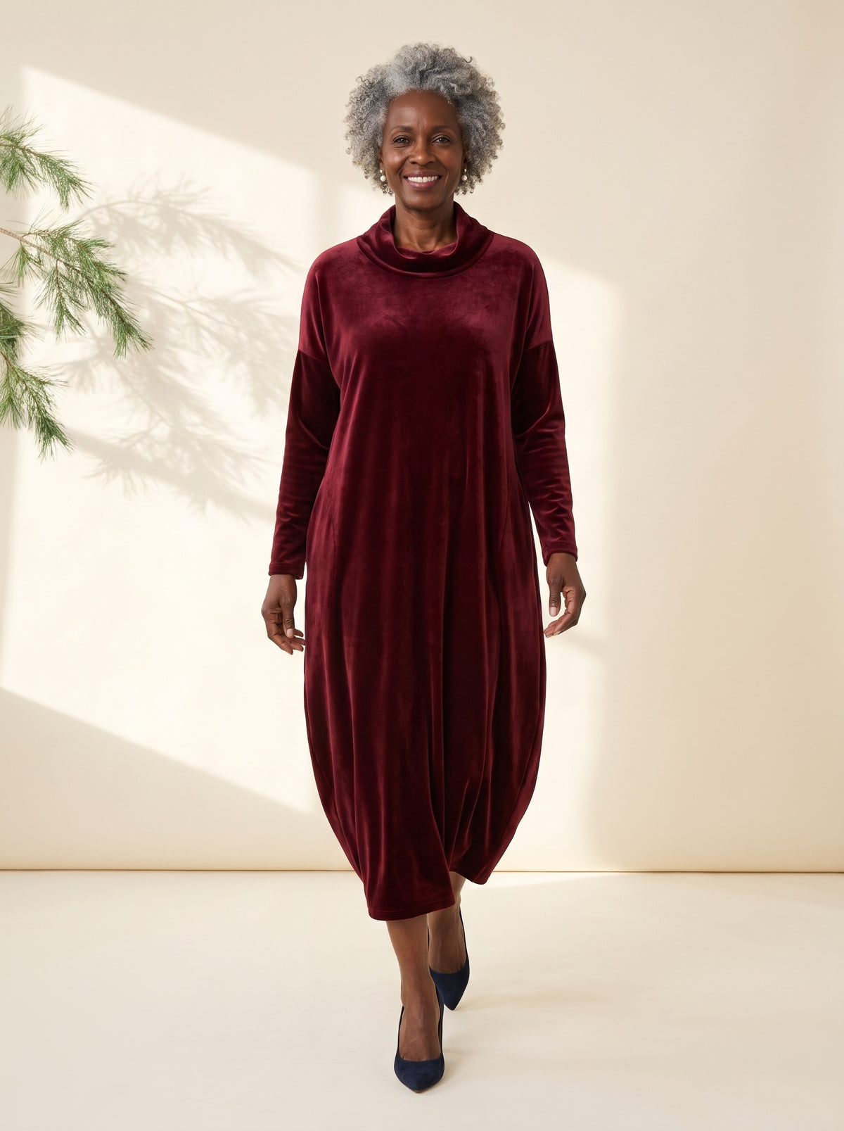 Bernice Maxi Dress in Burgundy, front view