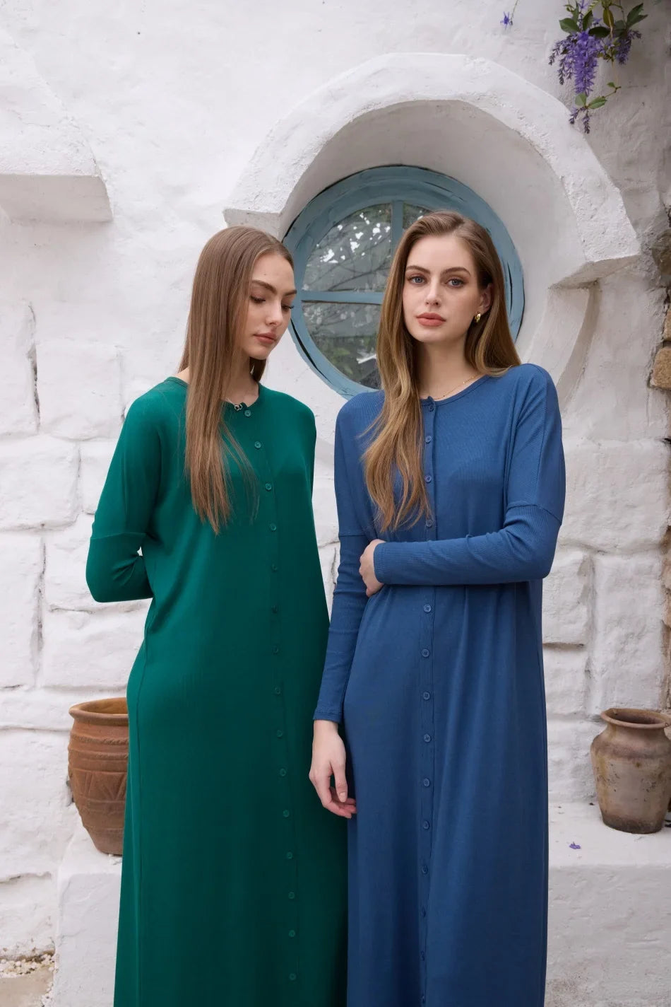Bettina Maxi Dress in green and dark blue, full length