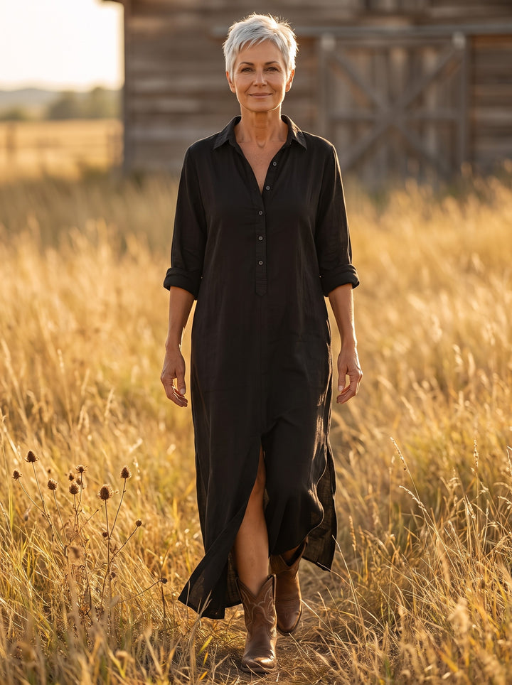 Della Maxi Dress in Black, front view