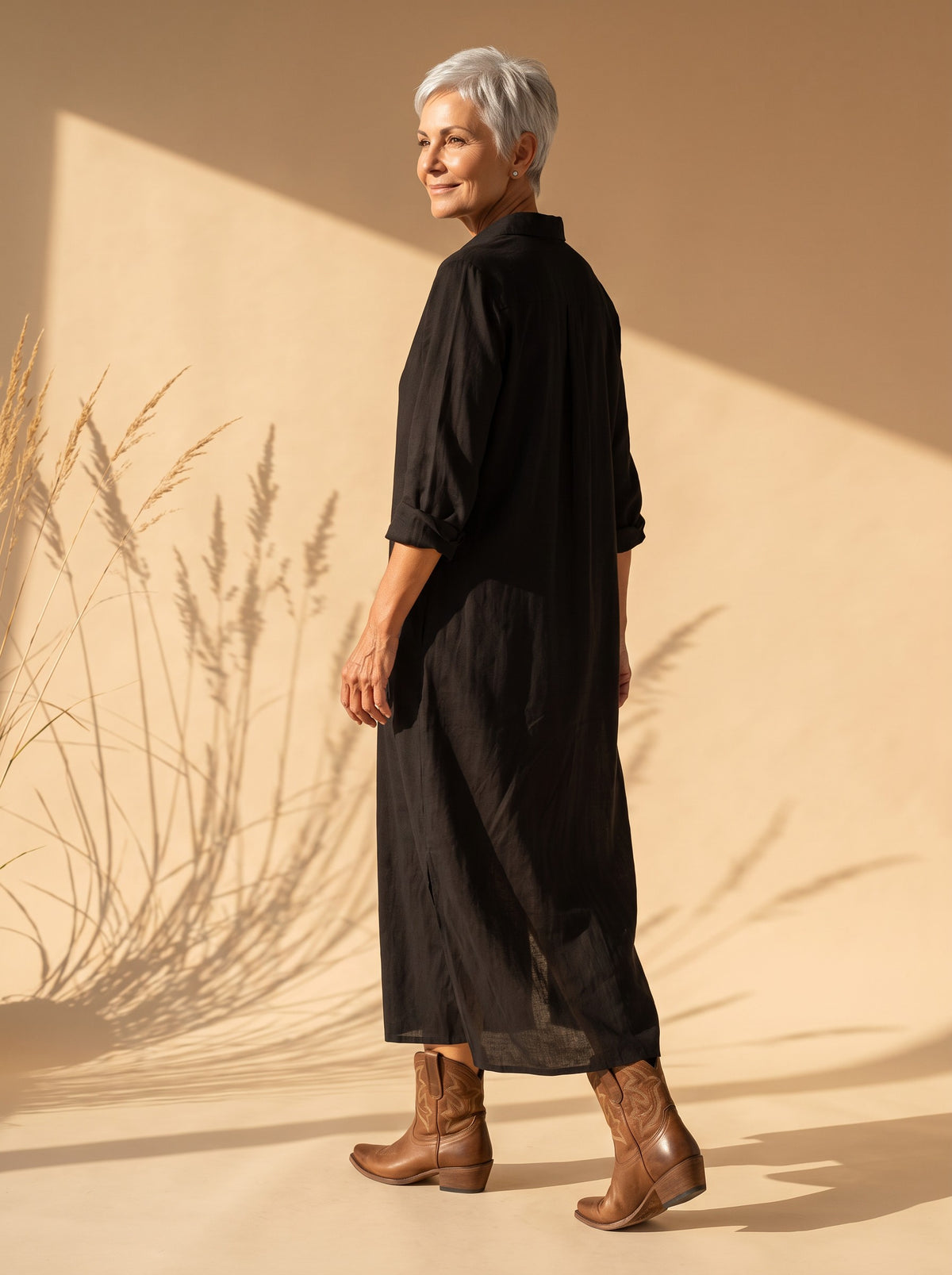 Della Maxi Dress in Black, back view