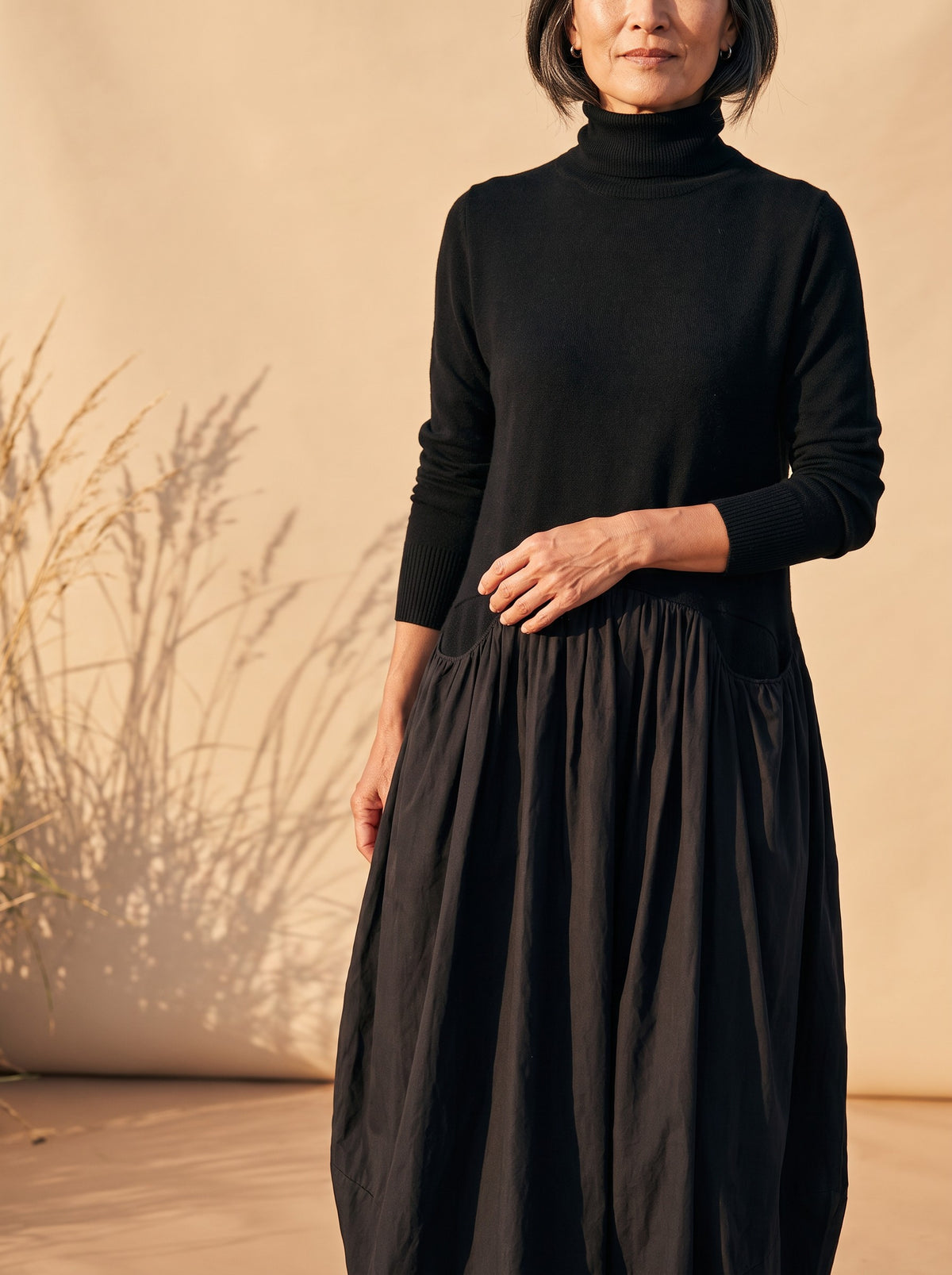 Dolores Maxi Dress in Black, detail view