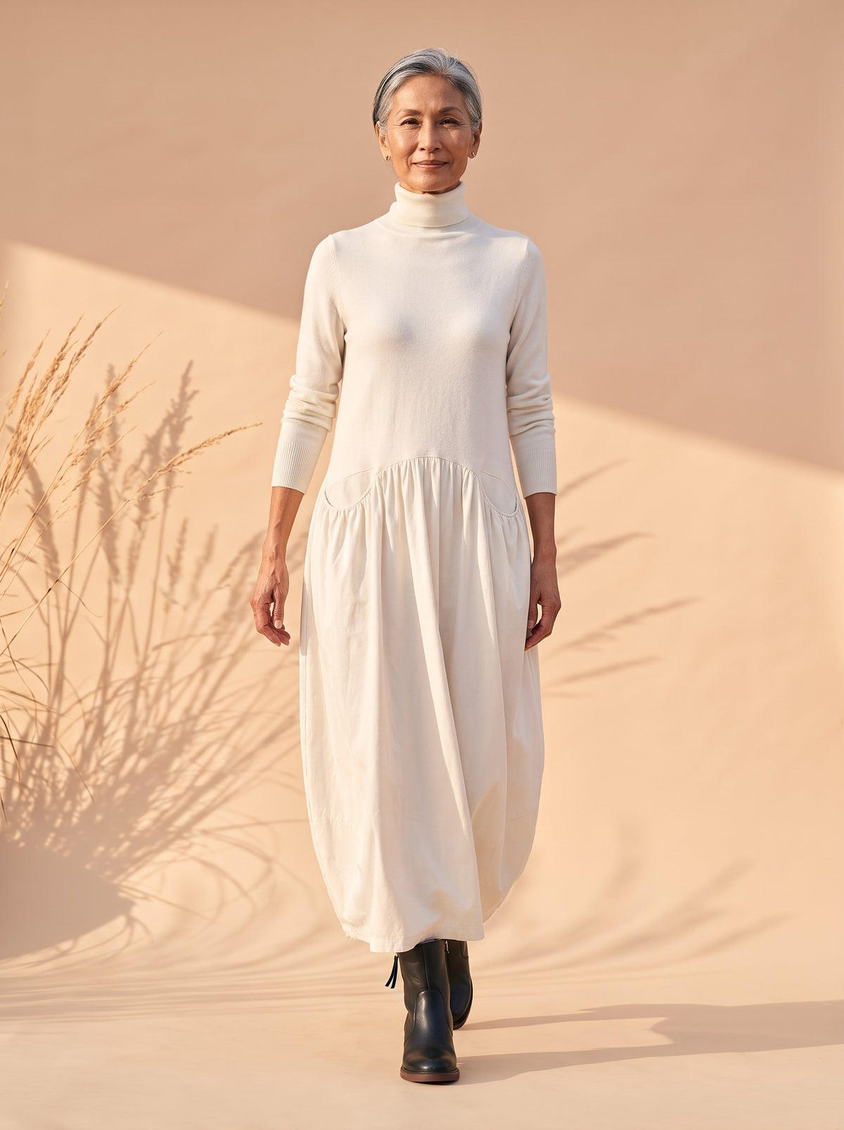 Dolores Maxi Dress in Ivory, front view