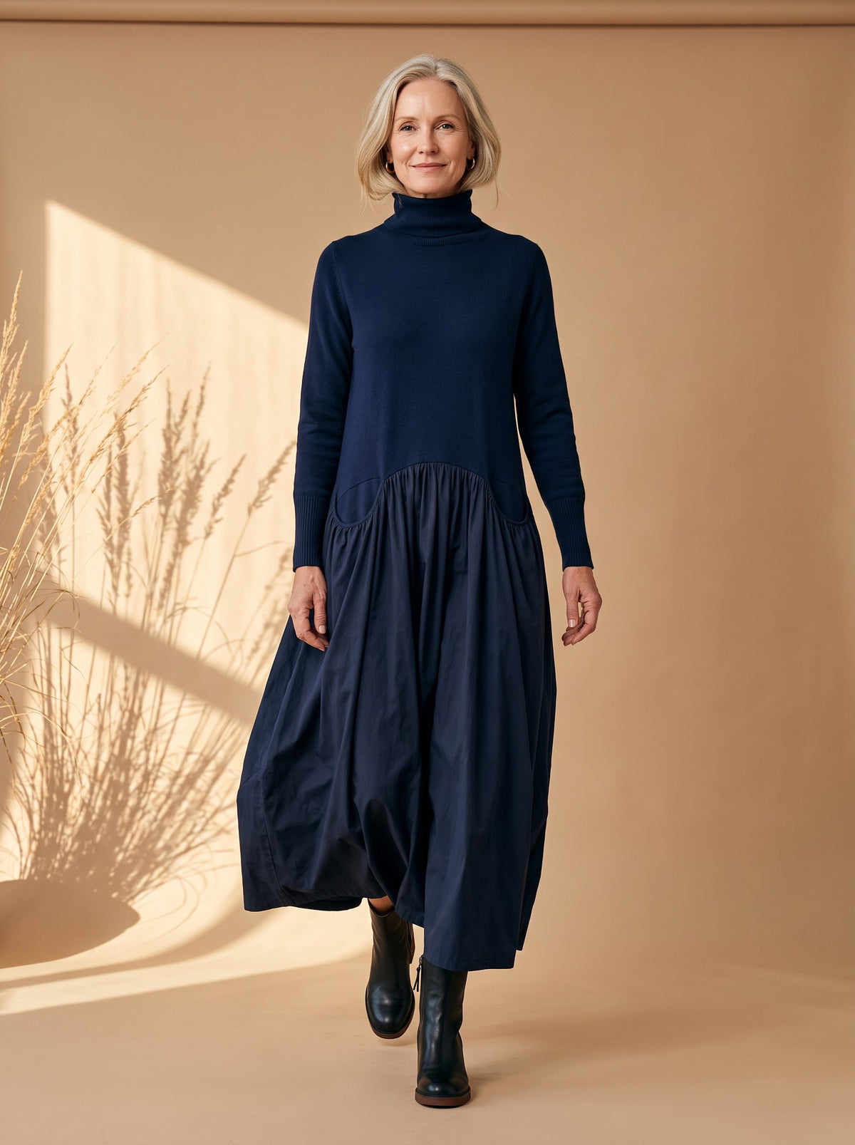 Dolores Maxi Dress in Navy, front view