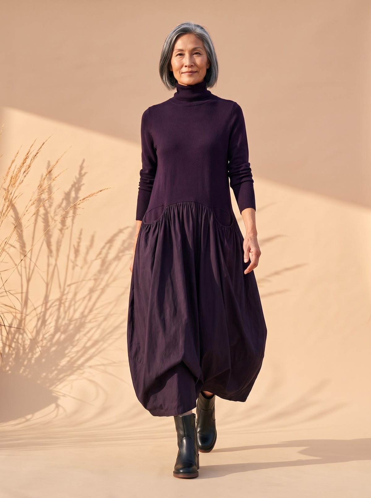 Dolores Maxi Dress in Plum, front view