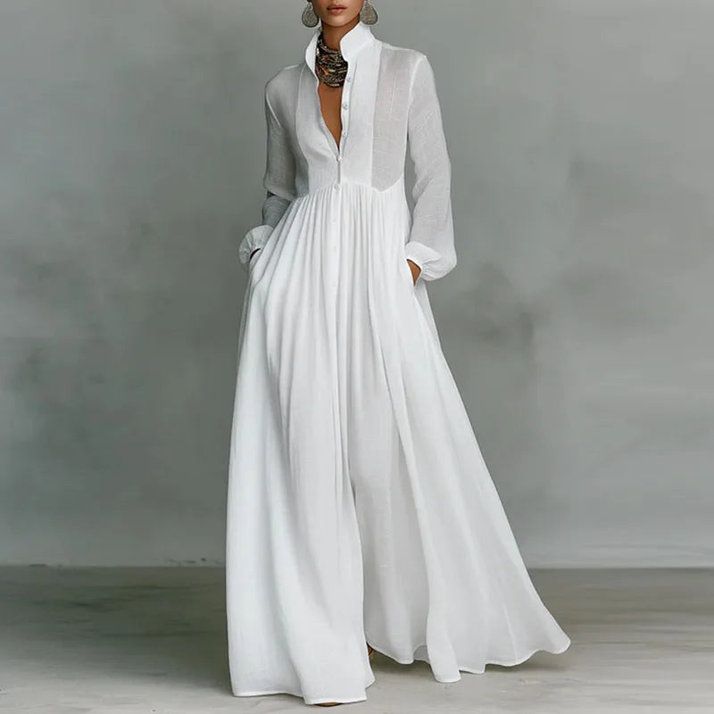 Edwina Maxi Dress in White, front
