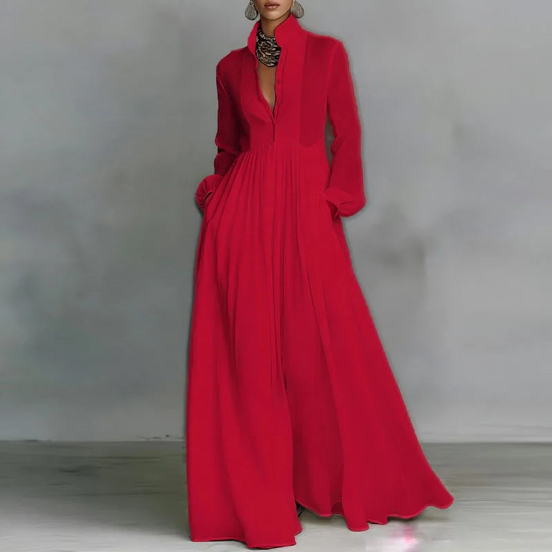 Edwina Maxi Dress in Red, front