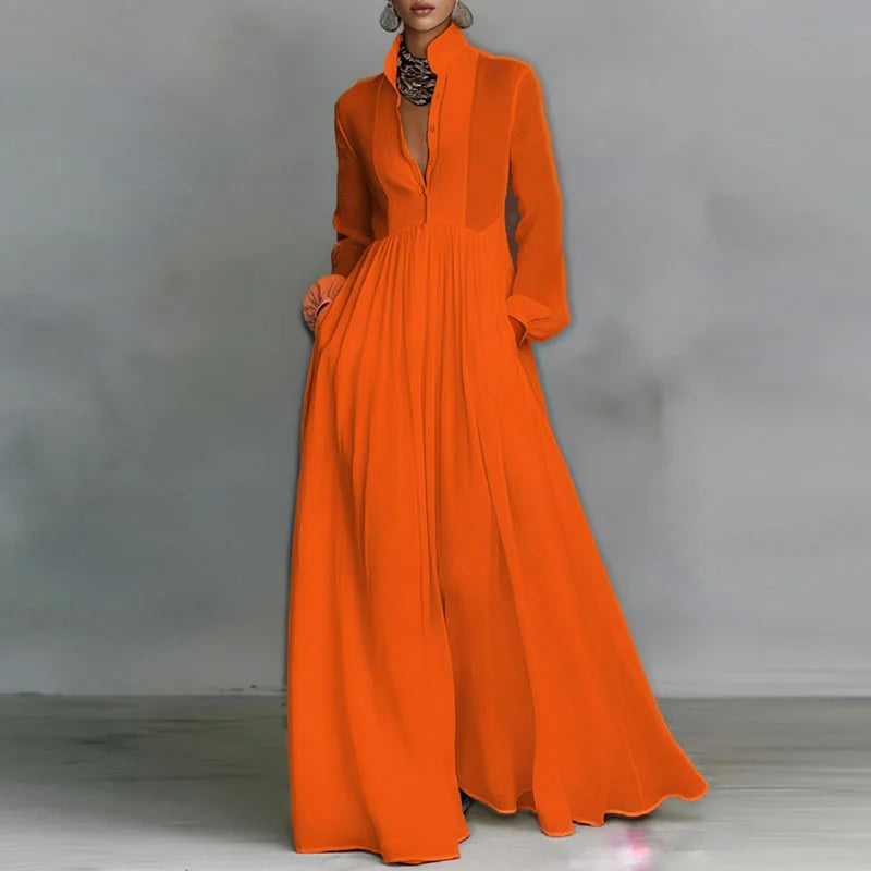Edwina Maxi Dress in Orange Red, front