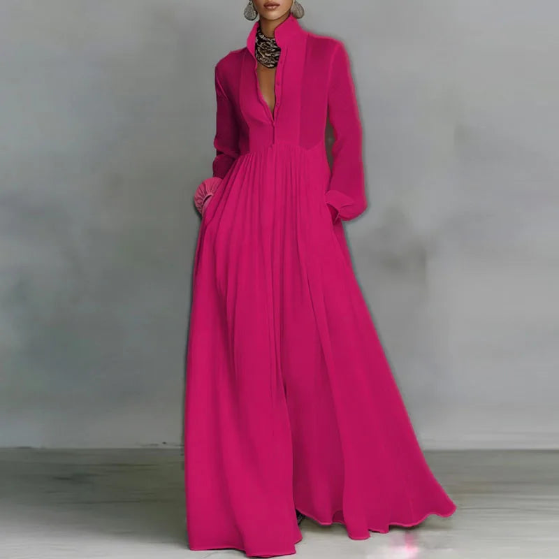 Edwina Maxi Dress in Rose Red, front