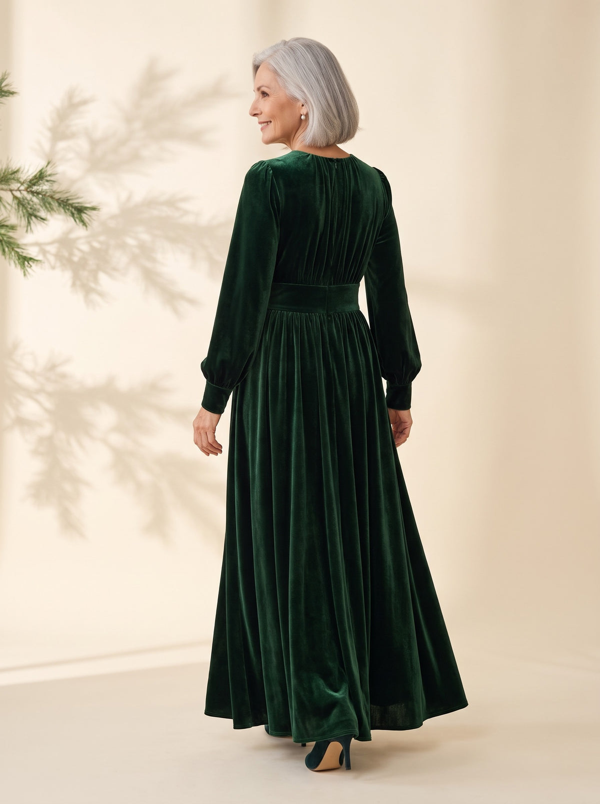 Gwyneth Maxi Dress in Dark Green, back view