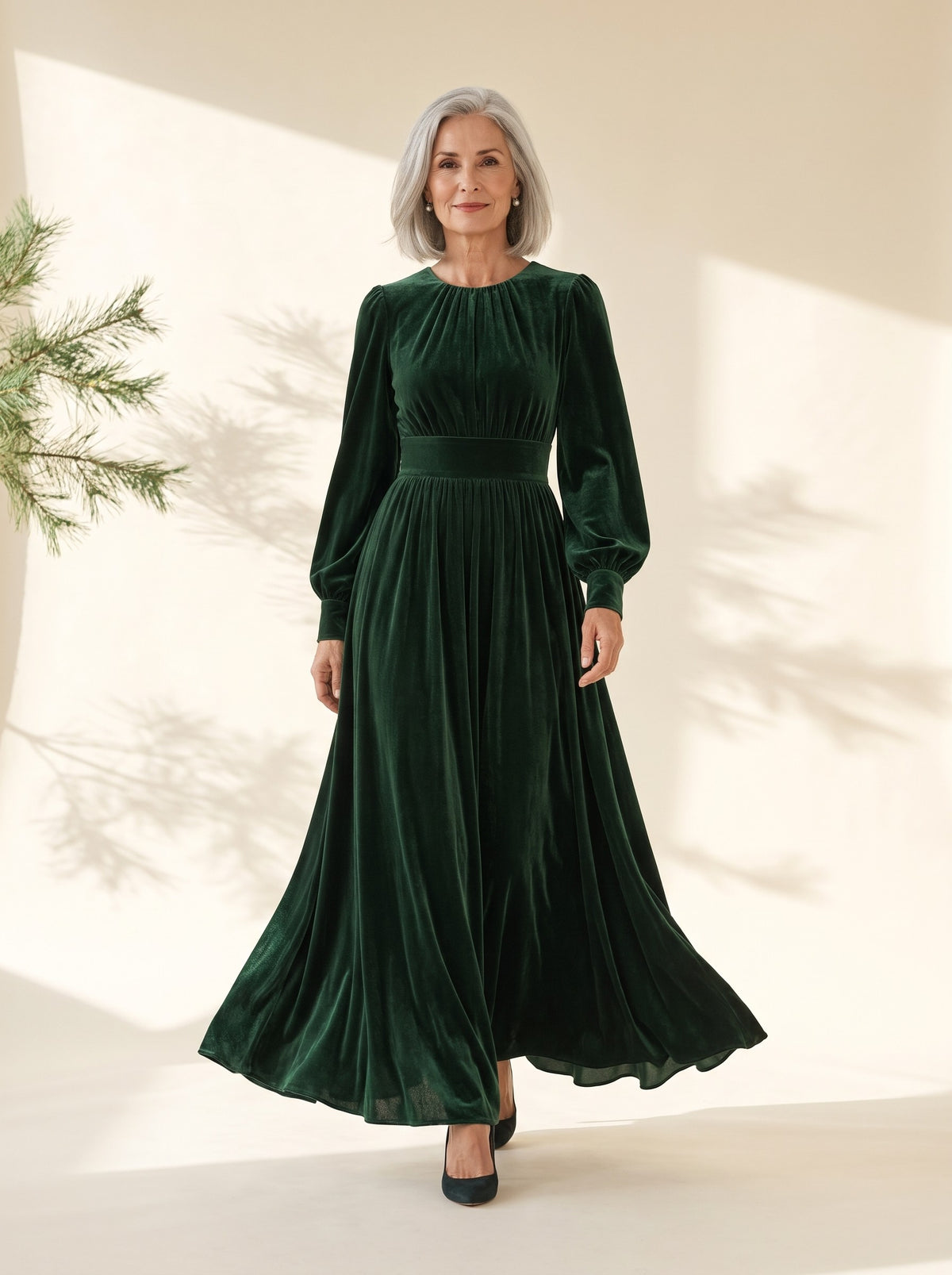 Gwyneth Maxi Dress in Dark Green, studio view