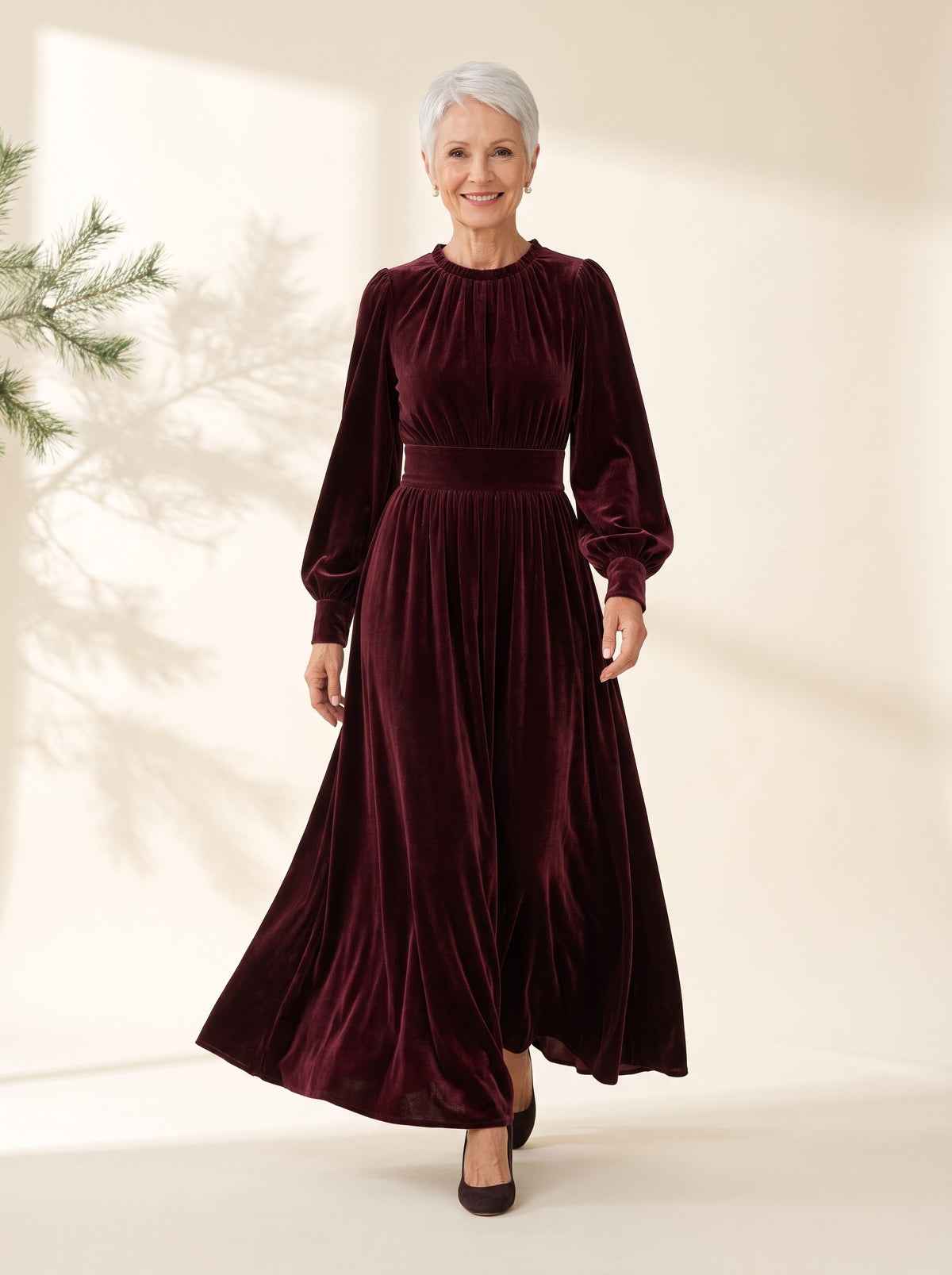 Gwyneth Maxi Dress in Burgundy, front view