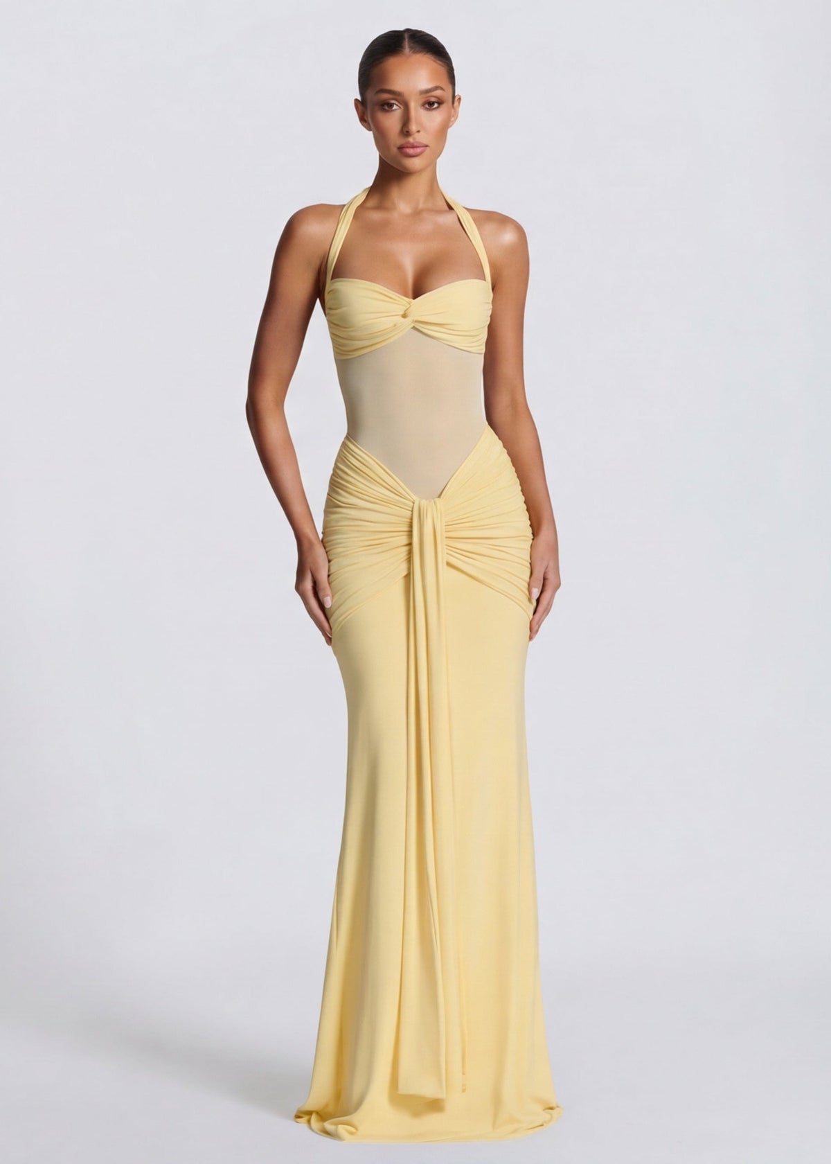 Larissa Gown in light yellow - front view