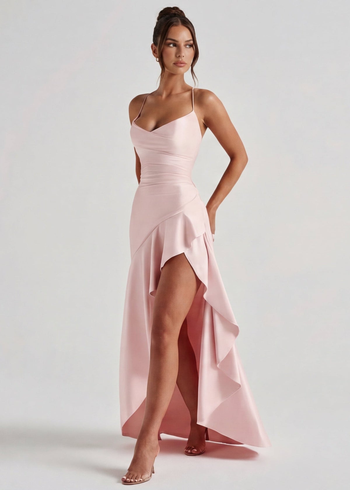 Georgiana Gown in soft pink - front