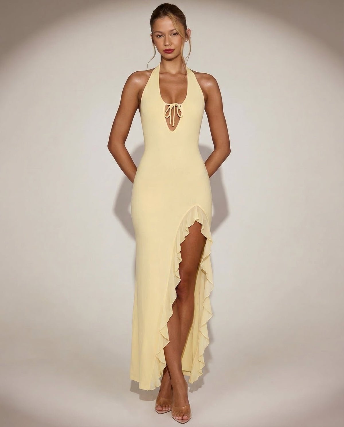 Allegra Maxi Dress in light yellow - front