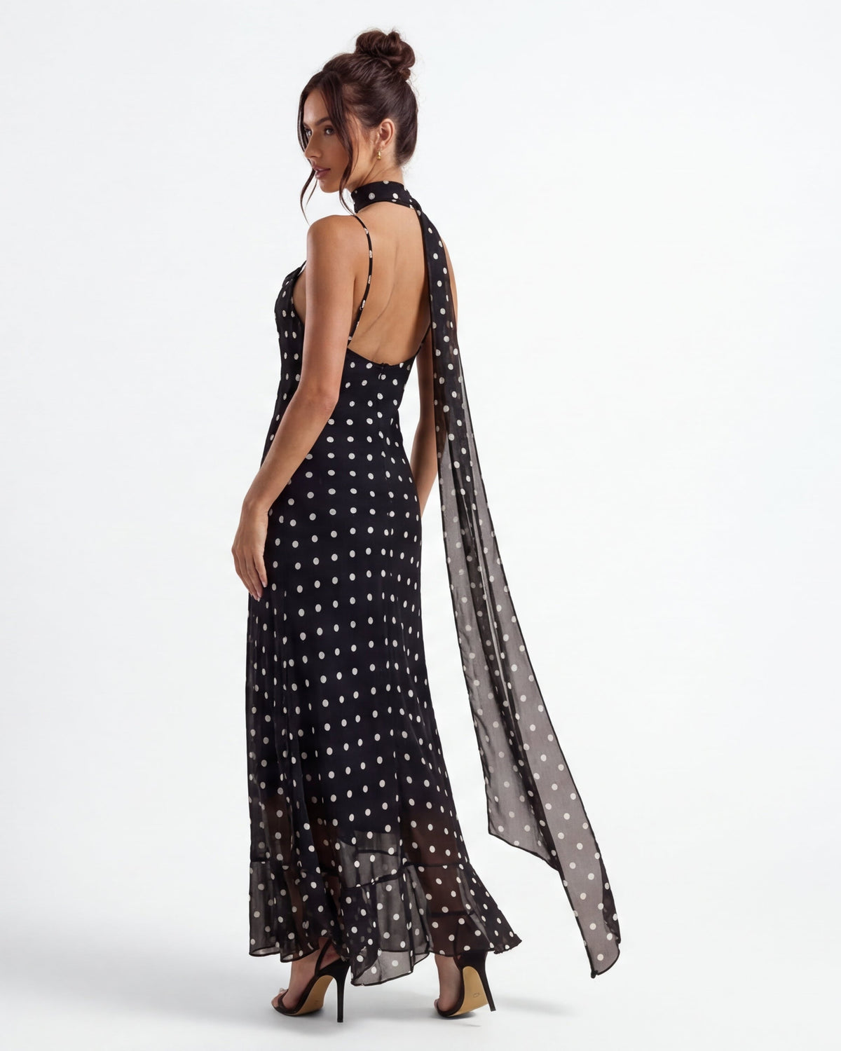 Delfina Maxi Dress - back view with scarf